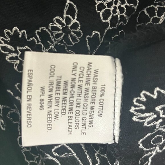 Charter Club Black White Embroidered Top XXL - Picture 5 of 6